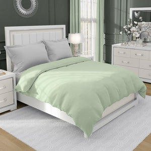 Двуцветно спално бельо от памучен сатен в светло зелено и светло сиво, 4 части - DIlios - 1